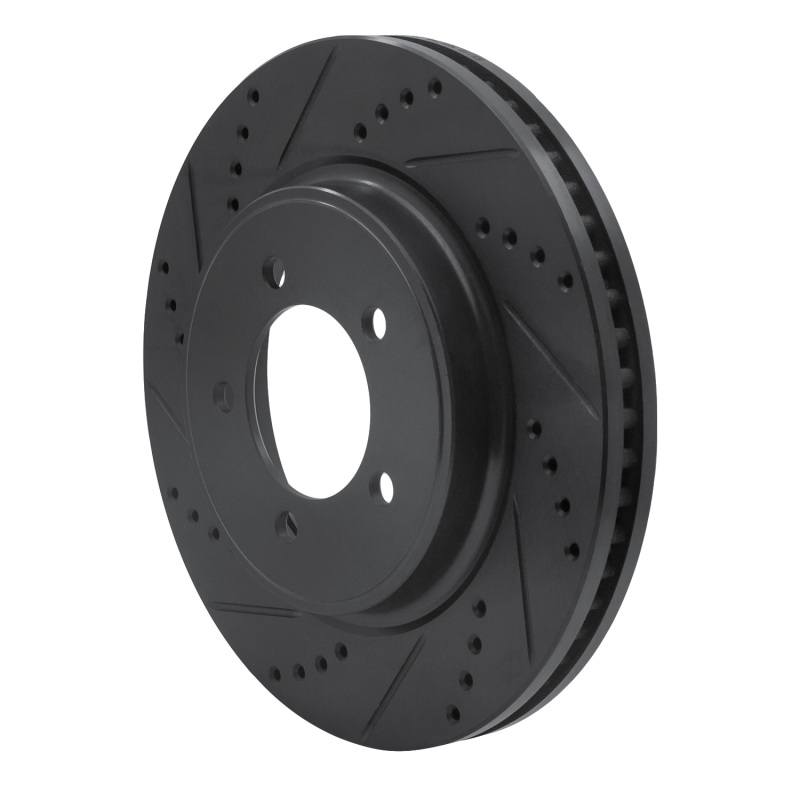 Ford Explorer Brake Rotor (1) - Front Left - R1 Concepts - Drilled & Slotted - Black - `06-`10